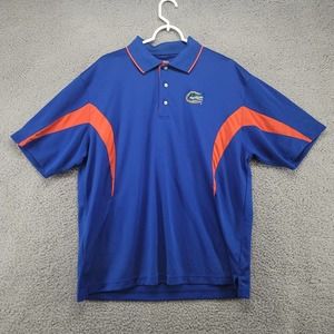 PGA‎ TOUR Shirt Mens XL FLORIDA GATORS Bright Blue Orange Short Sleeve